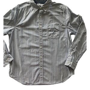 Nautica Men's Blue Striped Classic Fit Button Down Long Shirt Size Large